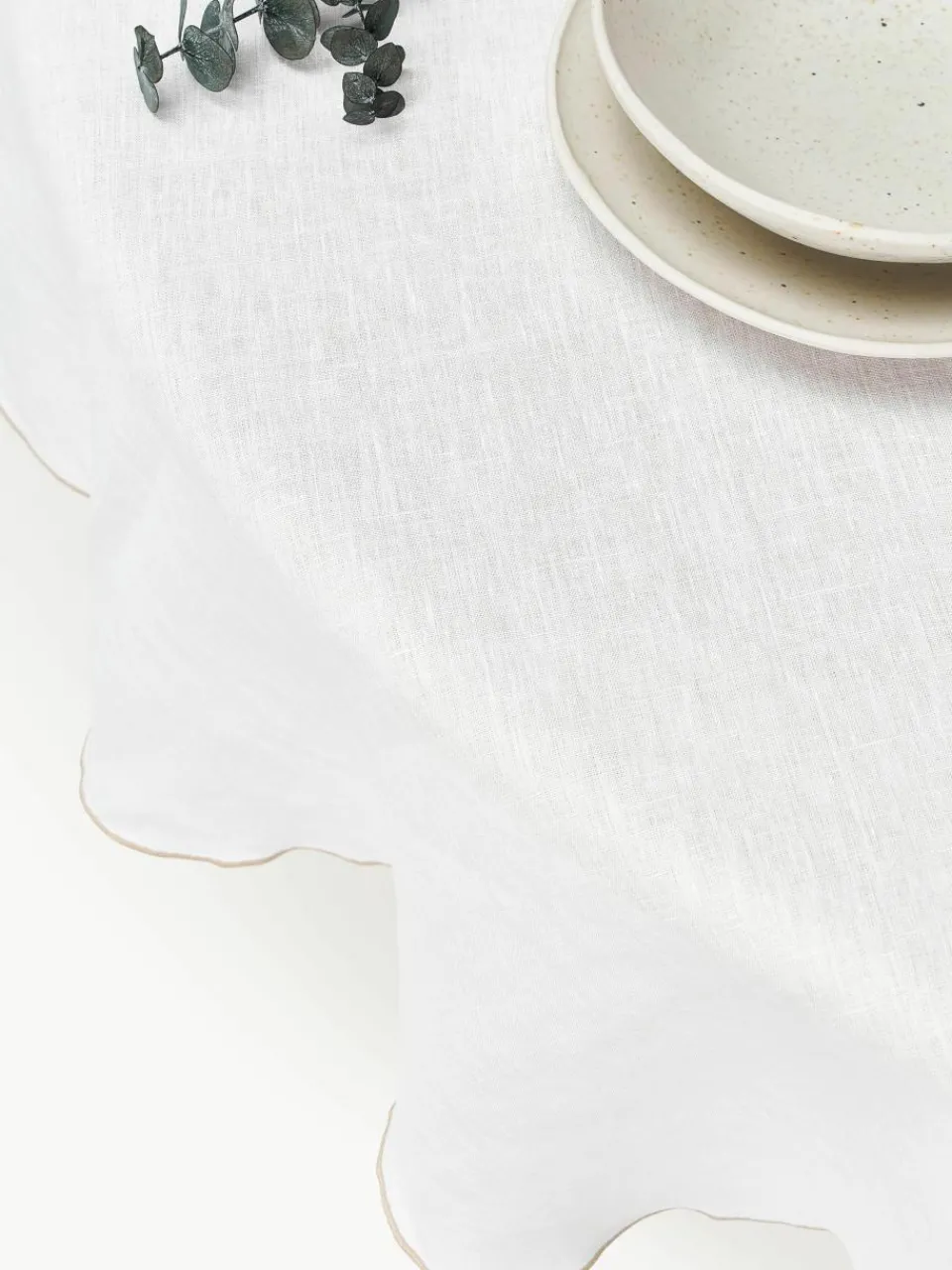 Ronde linnen tafelkleed Kennedy met bies^Westwing Collection Online