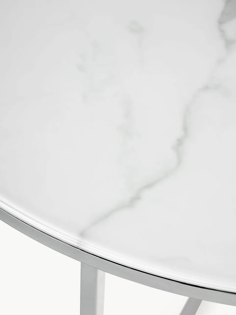 Ronde salontafel Antigua met glazen tafelblad in marmerlook^Westwing Collection Fashion