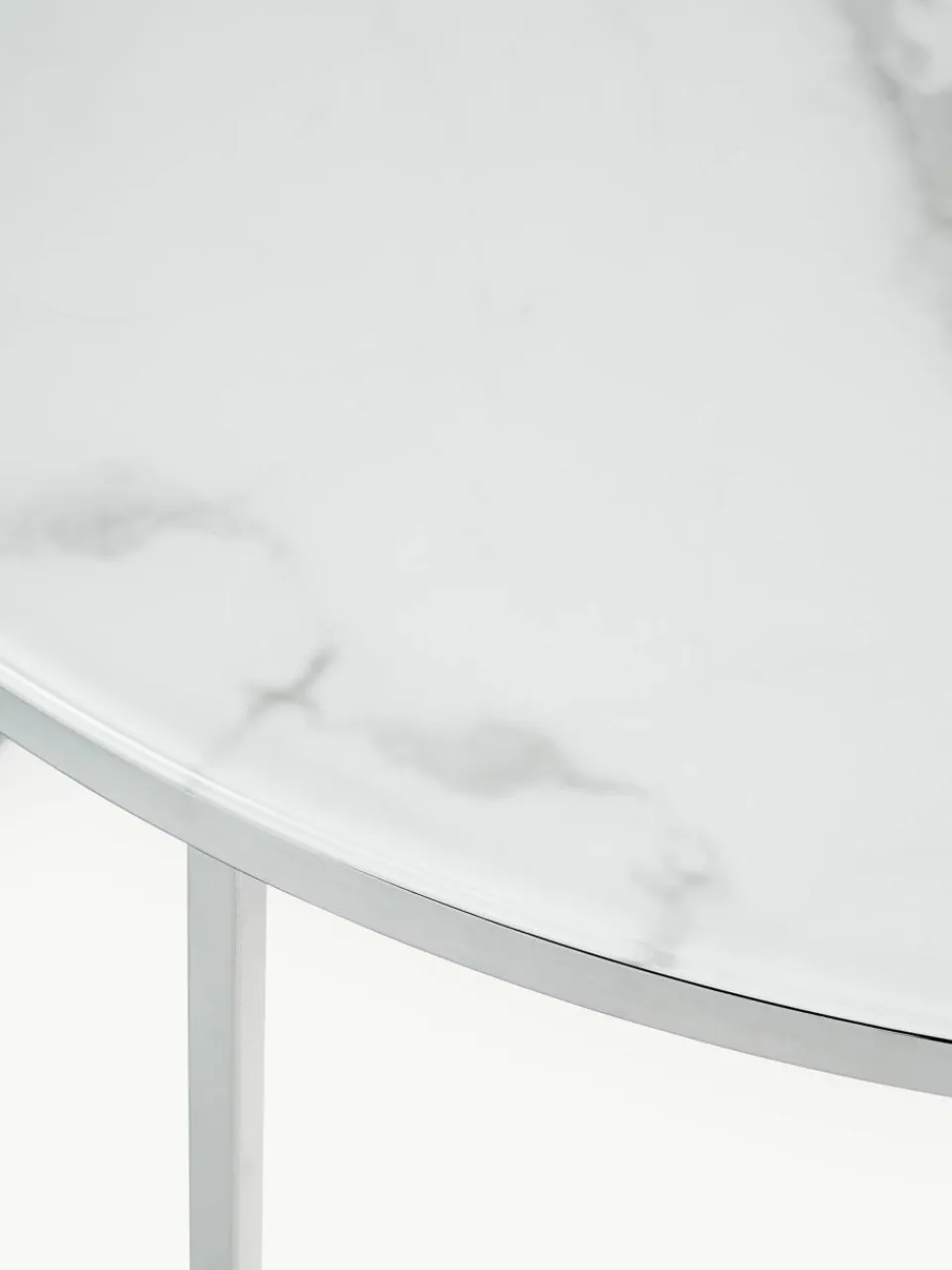 Ronde salontafel Antigua met glazen tafelblad in marmerlook^Westwing Collection Best