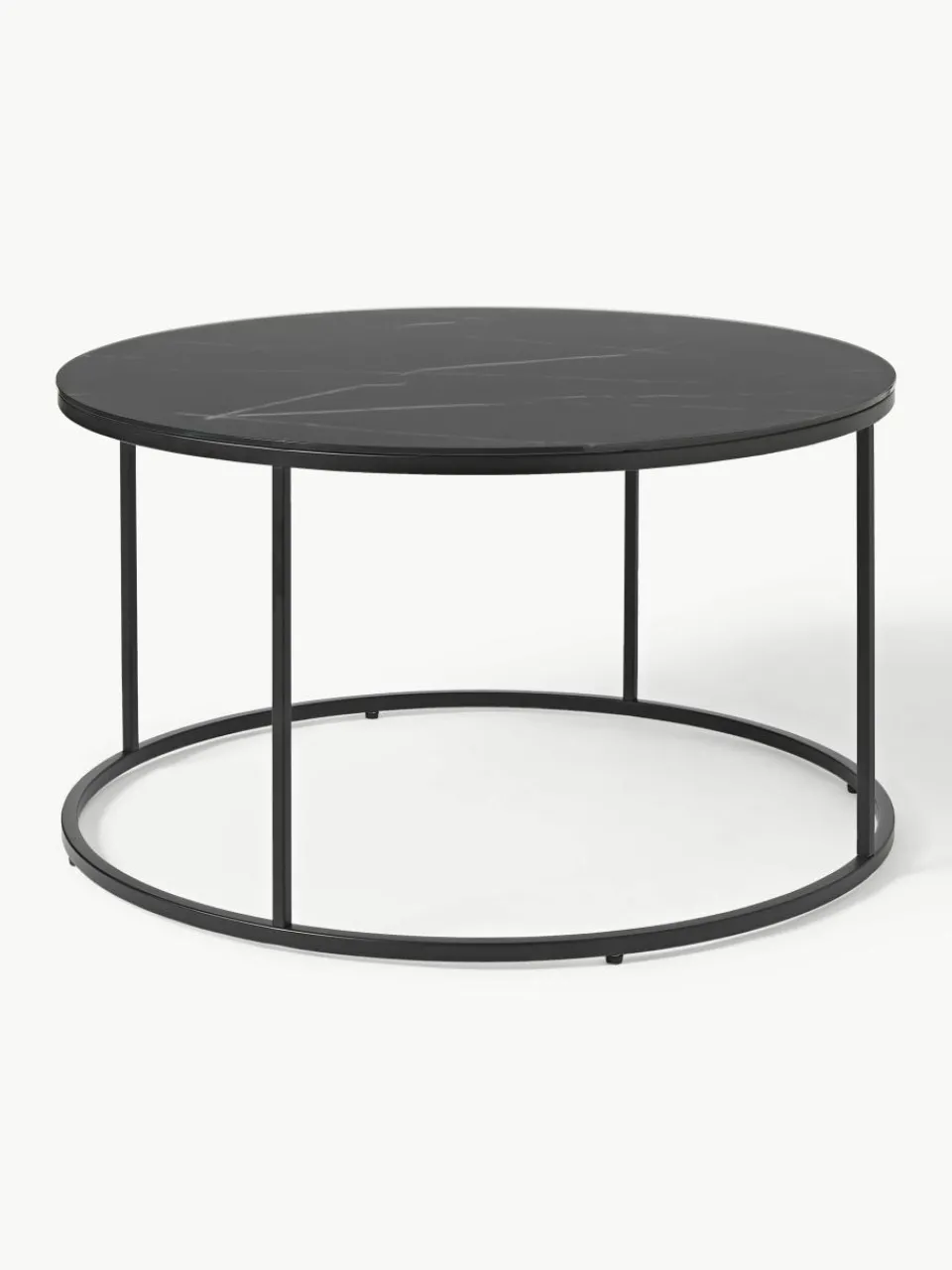 Ronde salontafel Antigua met glazen tafelblad in marmerlook^Westwing Collection New