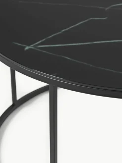 Ronde salontafel Antigua met glazen tafelblad in marmerlook^Westwing Collection New
