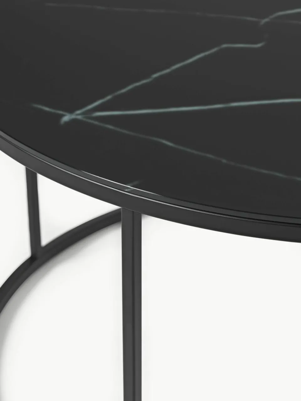 Ronde salontafel Antigua met glazen tafelblad in marmerlook^Westwing Collection New