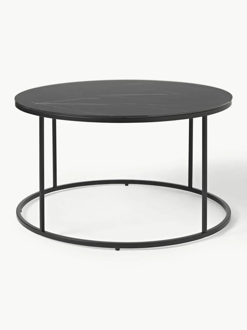 Ronde salontafel Antigua met glazen tafelblad in marmerlook^Westwing Collection New