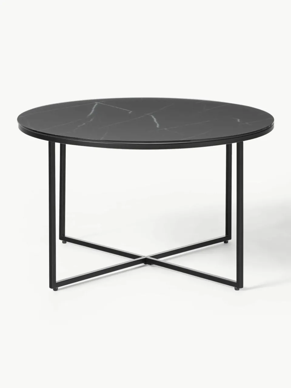 Ronde salontafel Antigua met glazen tafelblad in marmerlook^Westwing Collection Discount