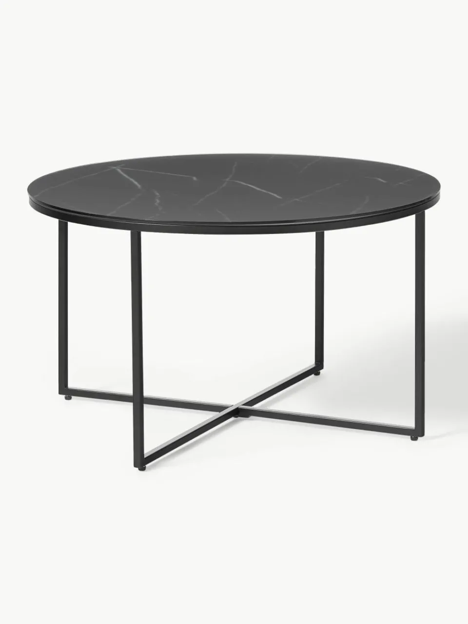 Ronde salontafel Antigua met glazen tafelblad in marmerlook^Westwing Collection Discount