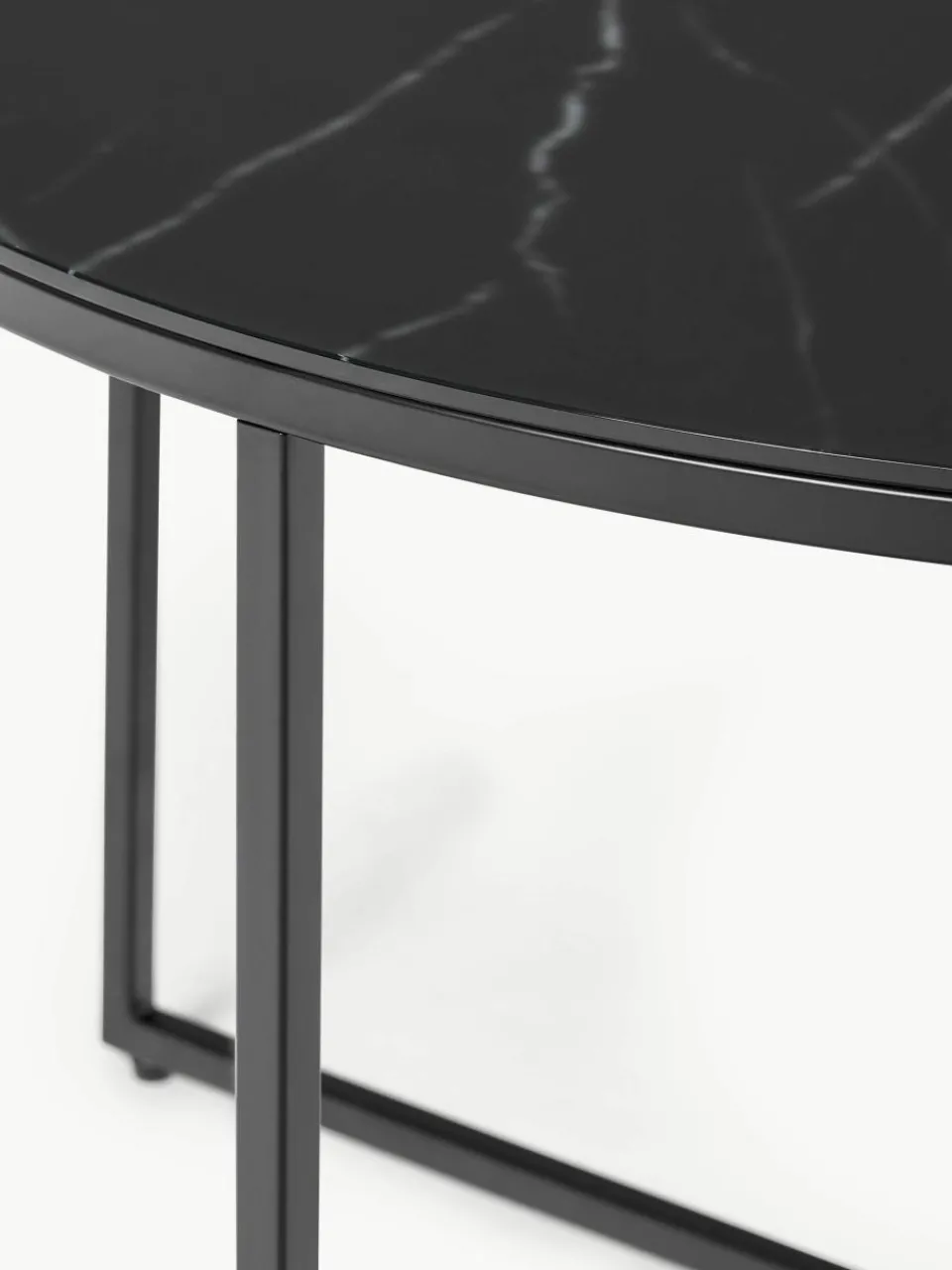 Ronde salontafel Antigua met glazen tafelblad in marmerlook^Westwing Collection Discount