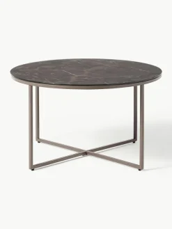 Ronde salontafel Antigua met glazen tafelblad in marmerlook^Westwing Collection Outlet