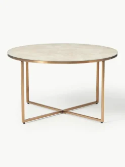 Ronde salontafel Antigua met glazen tafelblad in marmerlook^Westwing Clearance