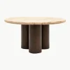 Ronde salontafel Trevi met travertijn tafelblad, Ø 75 cm^Westwing Fashion
