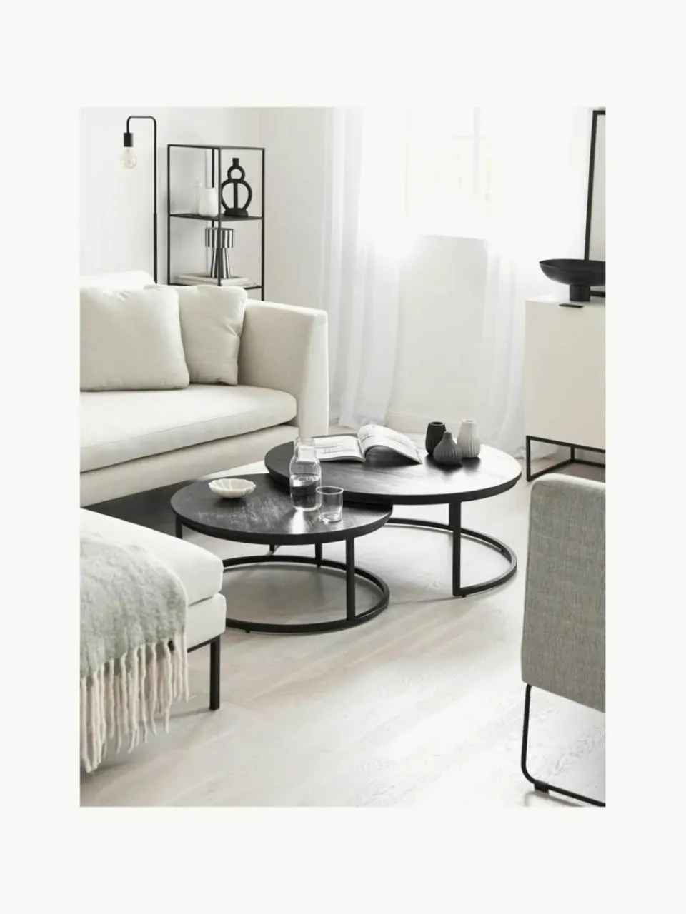 Ronde salontafels Andrew van mangohout, set van 2^Westwing Collection Discount