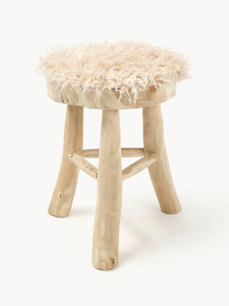 Ronde stoelkussen van imitatiebont Morten, gekruld^Westwing Collection Clearance