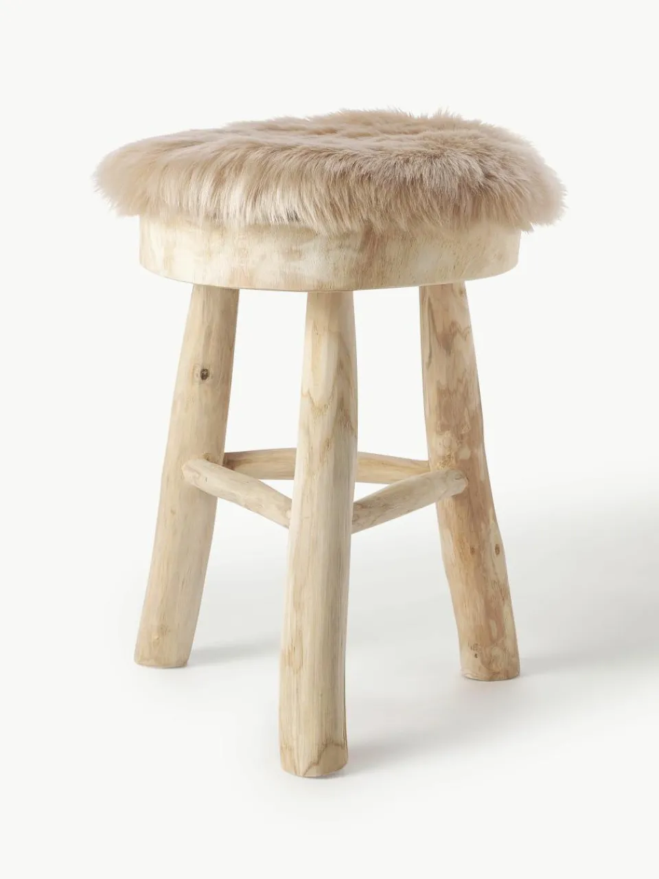 Ronde stoelkussen van imitatievacht Mathilde, glad^Westwing Collection Fashion