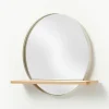 Ronde wandspiegel Kenny met houten plank^Westwing Collection New