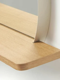 Ronde wandspiegel Kenny met houten plank^Westwing Collection New