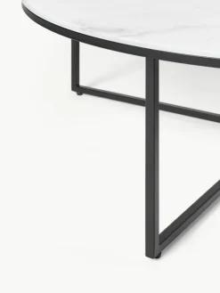 Ronde XL-salontafel Antigua met glazen tafelblad in marmerlook^Westwing Collection Clearance