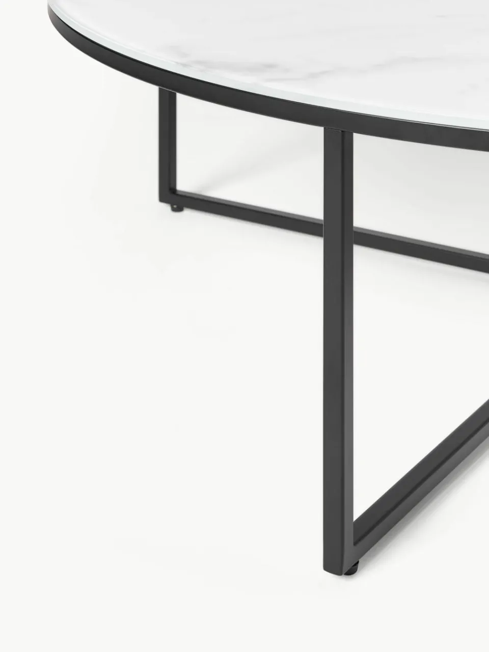 Ronde XL-salontafel Antigua met glazen tafelblad in marmerlook^Westwing Collection Clearance