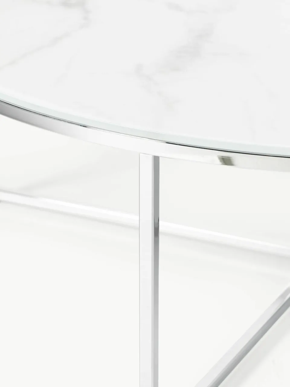 Ronde XL-salontafel Antigua met glazen tafelblad in marmerlook^Westwing Collection Clearance