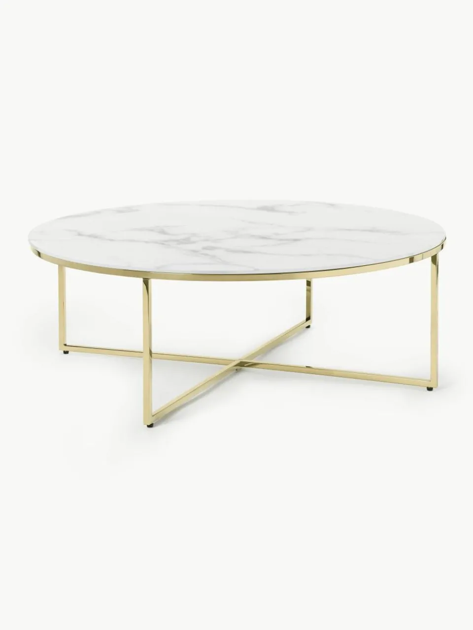 Ronde XL-salontafel Antigua met glazen tafelblad in marmerlook^Westwing Collection Hot