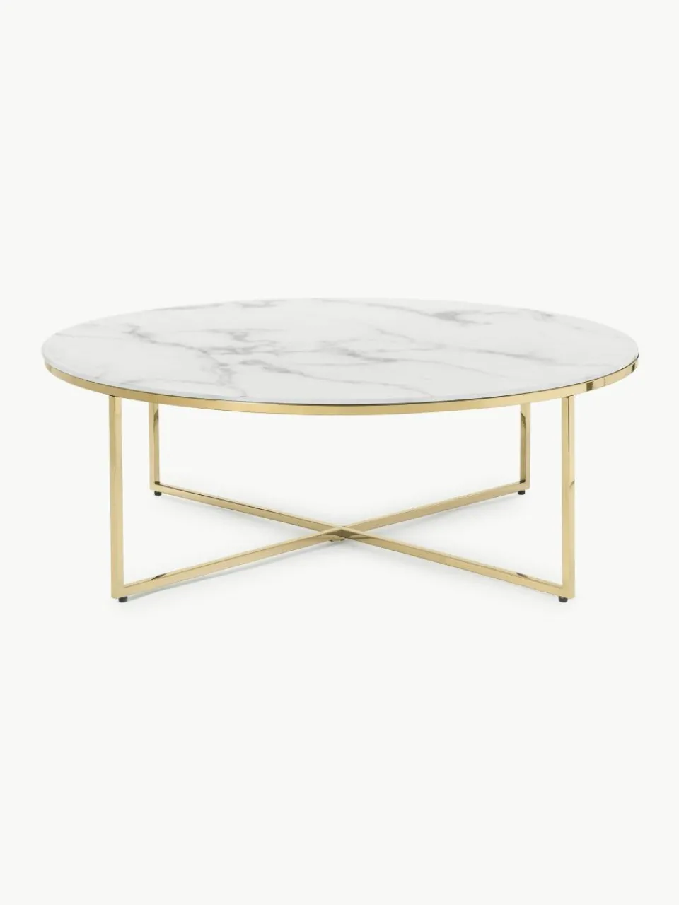 Ronde XL-salontafel Antigua met glazen tafelblad in marmerlook^Westwing Collection Hot