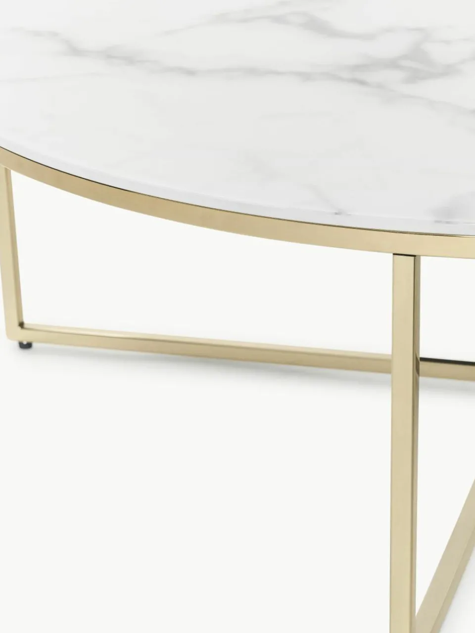 Ronde XL-salontafel Antigua met glazen tafelblad in marmerlook^Westwing Collection Hot