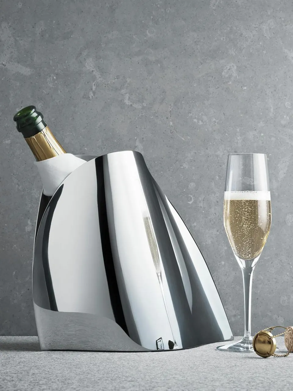 RVS champagnekoeler Indulgence in organische vorm^GEORG JENSEN Hot