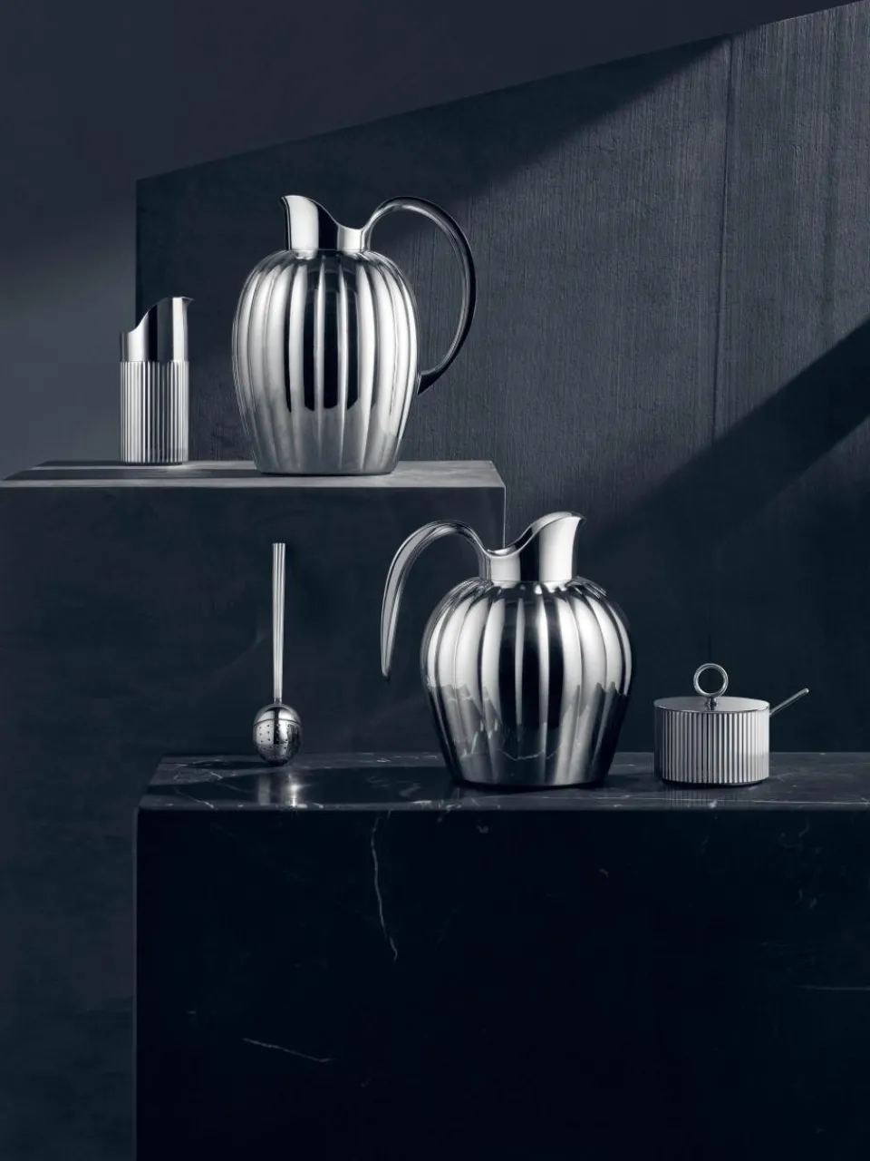 RVS suikerpot Bernadotte met lepel^GEORG JENSEN New