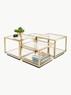 Salontafels Luigi met spiegelonderstel, set van 4^Kare Design Clearance