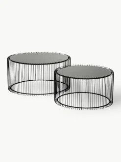 Salontafels Wire met glazen tafelblad, set van 2^Kare Design Hot