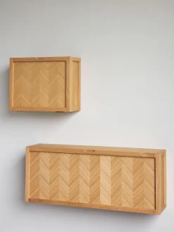 Schoenenkast Herringbone van hout met visgraatpatroon^Hübsch Fashion
