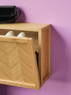 Schoenenkast Herringbone van hout met visgraatpatroon^Hübsch Fashion