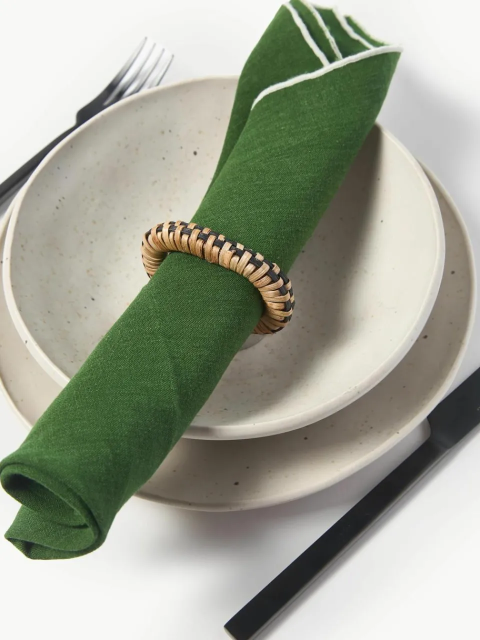 Servetringen Weave van rotan en mangohout, 4 stuks^ferm LIVING Discount