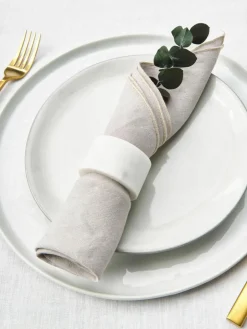 Stoffen servetten Kennedy van linnen met bies, 4 stuks^Westwing Collection New