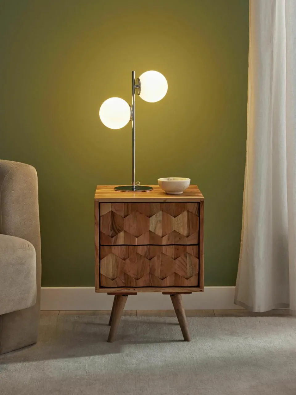 Tafellamp Atlanta van opaalglas^Westwing Collection New