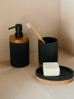 Tandenborstelbeker Laura met houten decoratie^ANDREA HOUSE Outlet