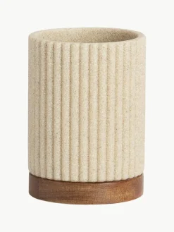 Tandenborstelbeker Laura met houten decoratie^ANDREA HOUSE Clearance
