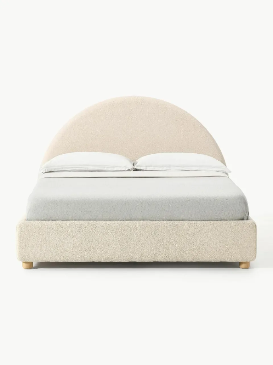 Teddy gestoffeerd bed Ebba met opbergruimte^Westwing Collection New