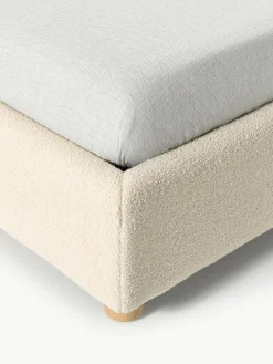 Teddy gestoffeerd bed Ebba met opbergruimte^Westwing Collection New
