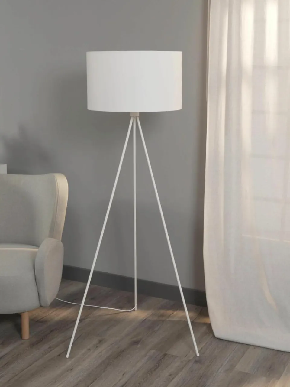 Tripod vloerlamp Cella met stoffen lampenkap^Westwing Collection Online