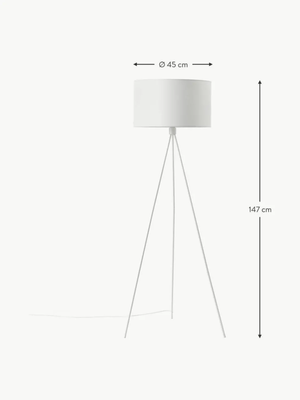 Tripod vloerlamp Cella met stoffen lampenkap^Westwing Collection Online