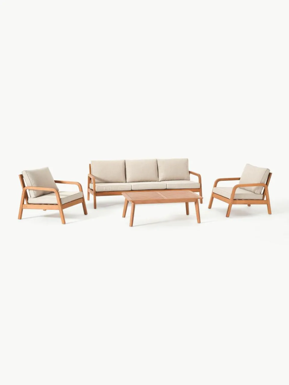 Tuin loungeset Bergen uit eucalyptushout, 4-delig^Westwing Collection Clearance