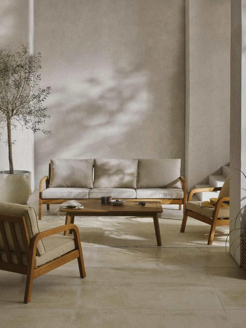 Tuin loungeset Bergen uit eucalyptushout, 4-delig^Westwing Collection Clearance