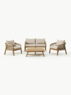 Tuin loungeset Lu van acaciahout, 4-delig^Westwing Collection Sale
