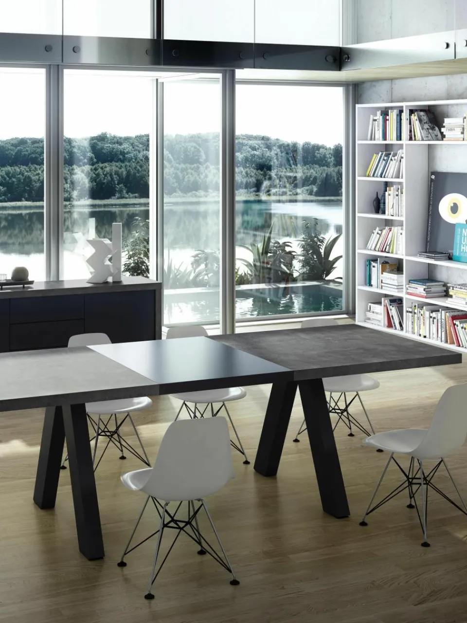 Uitschuifbare eettafel Apex in beton optiek, 200 - 250 x 100 cm^Westwing Best