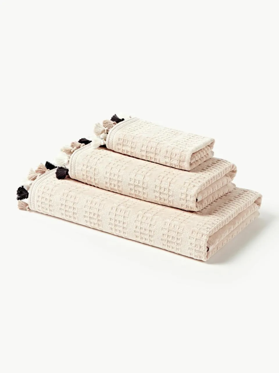 Velours handdoekenset Tallulah met decoratieve franjes, in verschillende formaten^Westwing Collection Hot