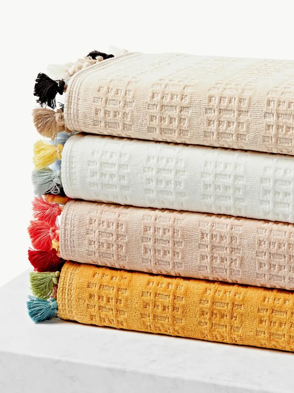 Velours handdoekenset Tallulah met decoratieve franjes, in verschillende formaten^Westwing Collection Discount