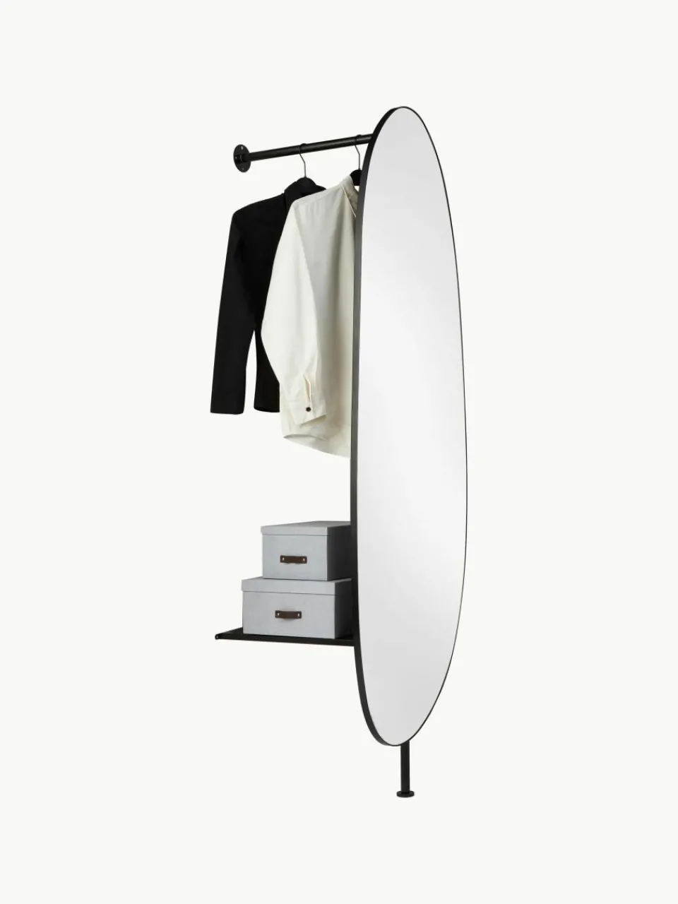 Vloerspiegel Ophelia voor wandbevestiging van metaal^Westwing Collection Clearance