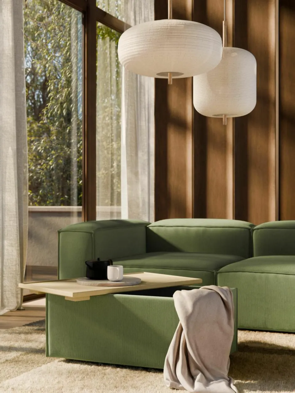 Voetenbank Lennon van corduroy met opbergruimte^Westwing Collection Clearance