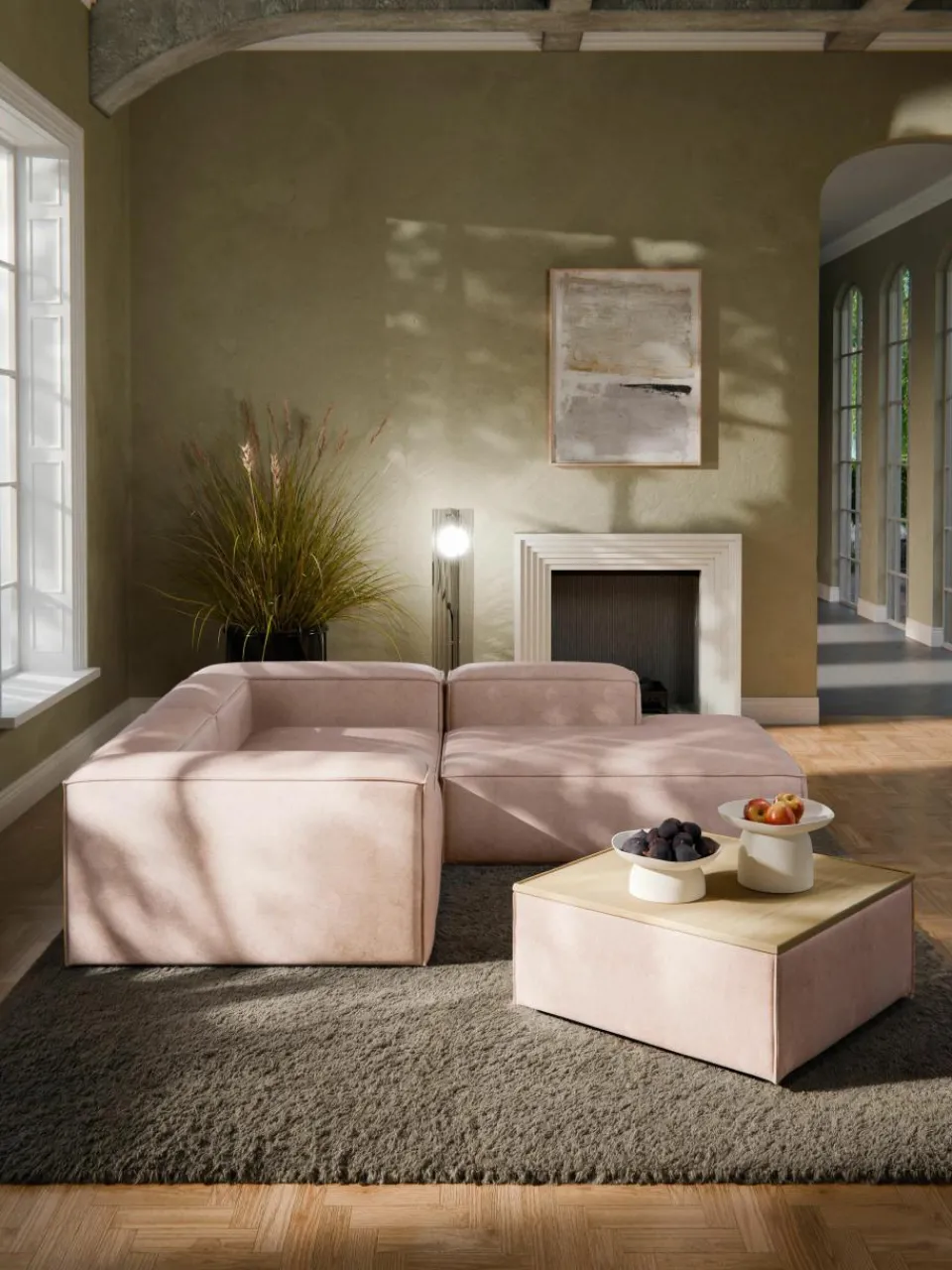 Voetenbank Lennon van linnenmix met opbergruimte^Westwing Collection Outlet