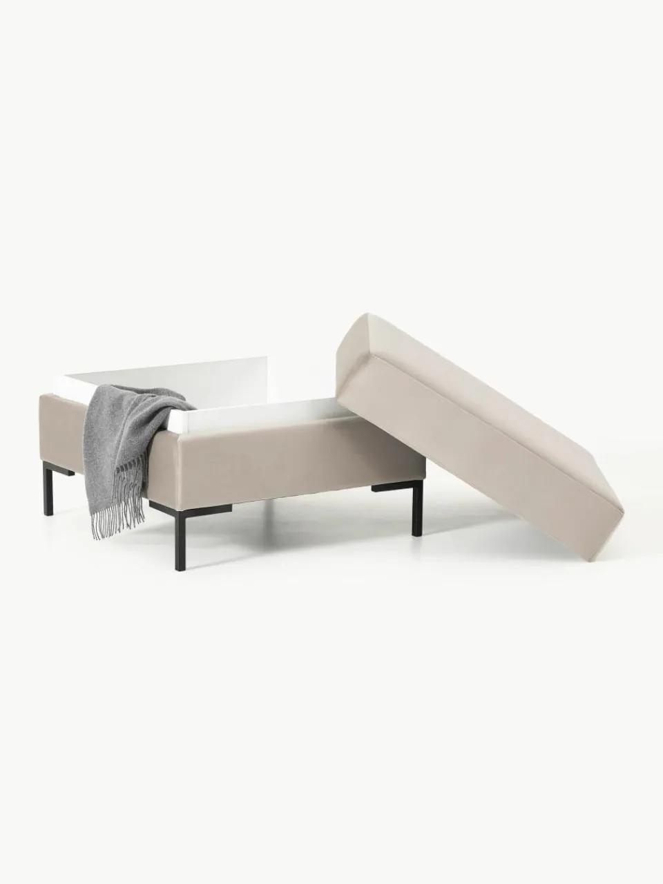 Voetenbank Luna van fluweel met opbergruimte^Westwing Collection Clearance