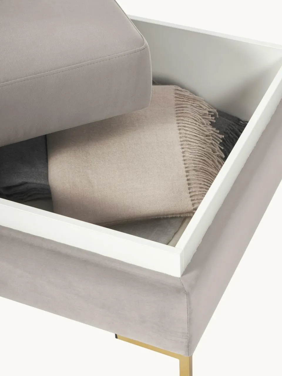 Voetenbank Luna van fluweel met opbergruimte^Westwing Collection Clearance